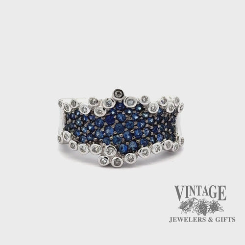 Revolving video of 14kw gold sapphire pave and diamond ring