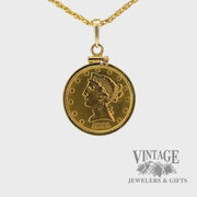 1881 Liberty Head Gold coin in pendant bezel video