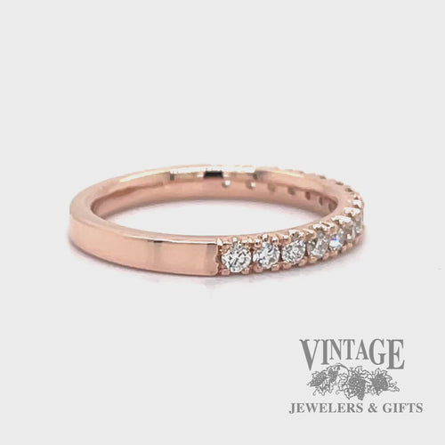 Diamond 14k rose gold ring stacker video