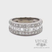 Diamond Multi-Row 14k White Gold Ring Band Video