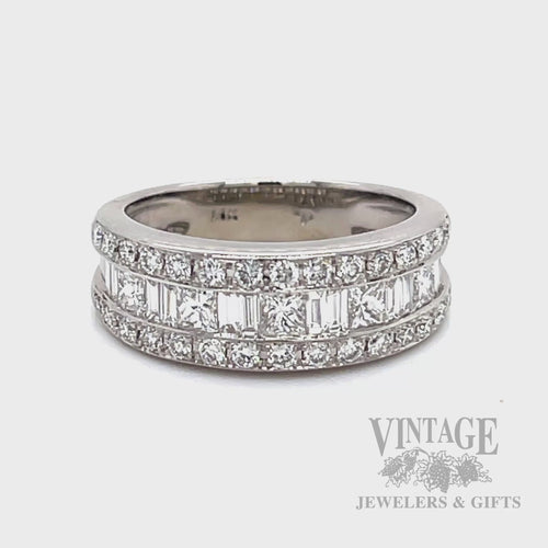 Diamond Multi-Row 14k White Gold Ring Band Video