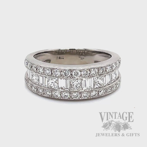 Diamond Multi-Row 14k White Gold Ring Band Video