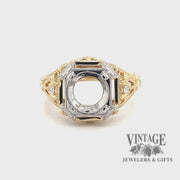 Filigree hand engraved 18ky gold and platinum hand engraved ring video