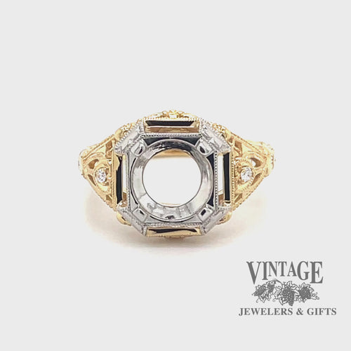 Filigree hand engraved 18ky gold and platinum hand engraved ring video