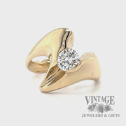 Natural diamond set in yellow gold freeform ring video