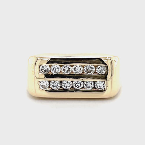 Channel Set Diamond Men's Ring in 14k VIDEO