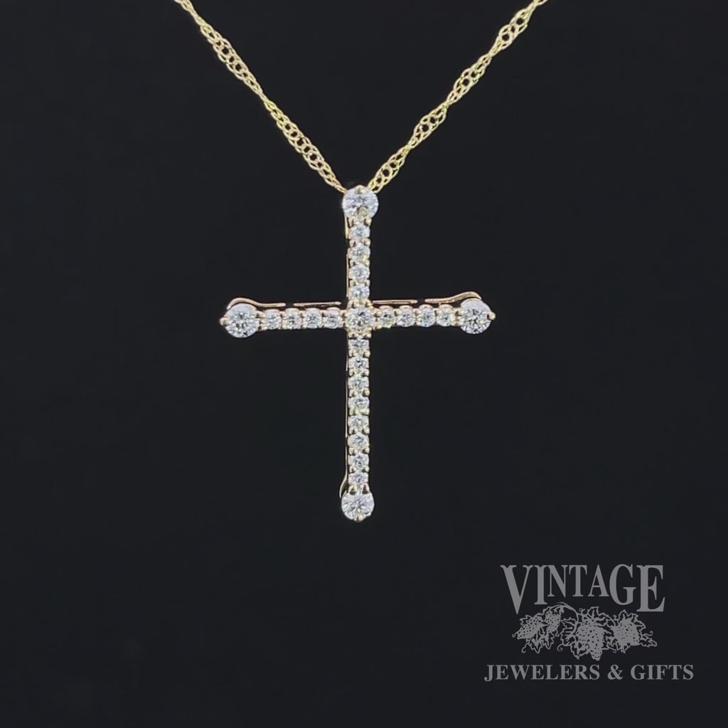 Byzantine style 14ky gold and diamond cross necklace video