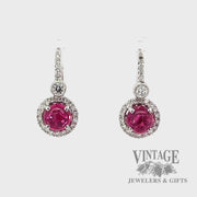 Red spinel 18kw gold diamond drop earrings video