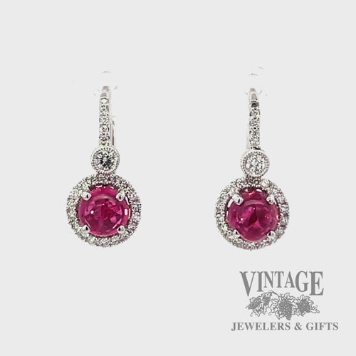 Red spinel 18kw gold diamond drop earrings video