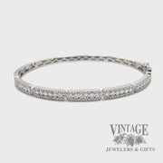1.8ctw diamond 14k white gold hinged bangle bracelet video