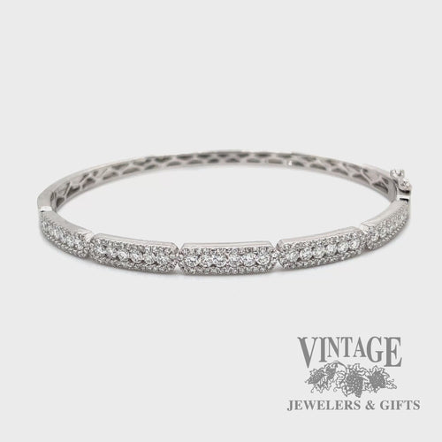 1.8ctw diamond 14k white gold hinged bangle bracelet video