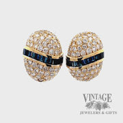 Blue Sapphire and diamond accent oval earrings in 14k yellow gold video