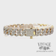 6.47 TCW Natural diamond Mele set Cuban Link 14k gold Bracelet video