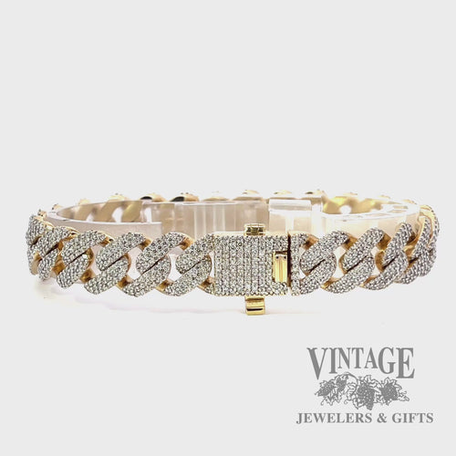 6.47 TCW Natural diamond Mele set Cuban Link 14k gold Bracelet video