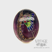 Cloisonné Butterfly and Caterpillar 14k Gold Ring Video