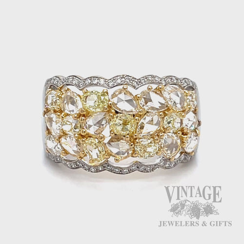 Rose Cut Yellow Diamond 18 Karat Gold Ring Video