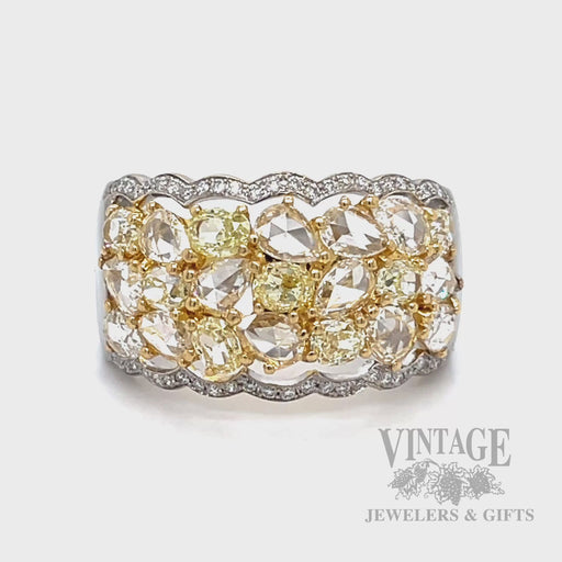 Rose Cut Yellow Diamond 18 Karat Gold Ring Video