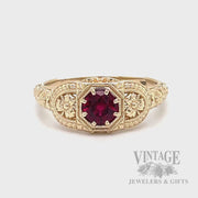 Unheated natural ruby 14k gold vintage inspired ring video