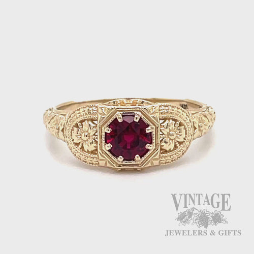Unheated natural ruby 14k gold vintage inspired ring video