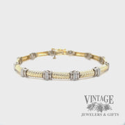 Twist 14k two tone diamond link station bracelet video