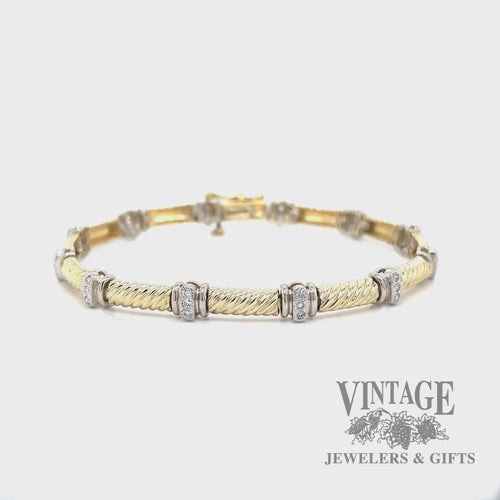 Twist 14k two tone diamond link station bracelet video