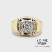 Diamond illusion head 14k gold signet ring video