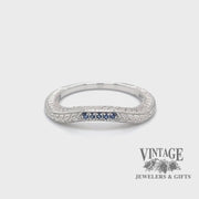 Curved 14kw gold sapphire hand engraved ring video