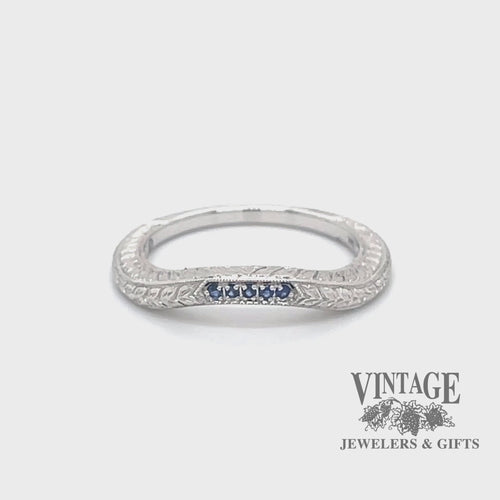 Curved 14kw gold sapphire hand engraved ring video