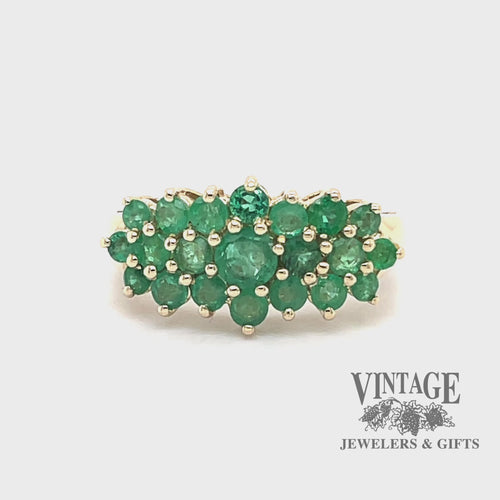 Emerald cluster 14ky gold ring video