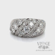 Domed Diamond Rows 14k White Gold Ring Video