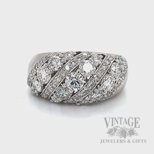Domed Diamond Rows 14k White Gold Ring Video