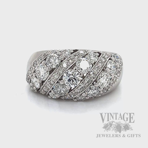 Domed Diamond Rows 14k White Gold Ring Video