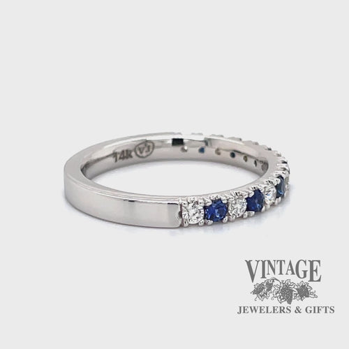 Blue sapphire and diamond 14kw gold ring stacker video