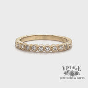 Bezel set diamond bubble 14ky gold hand engraved ring video