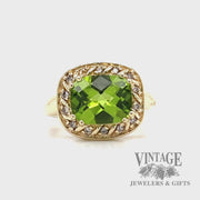 Peridot diamond halo 14k gold ring video