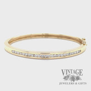 Hinged 14k gold diamond bangle bracelet video