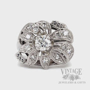 Vintage Floral 14k white gold and .68 CTW diamond ring video