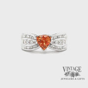 Revolving video of 14 karat white gold Mandarin garnet (Spessartine) and diamond ring