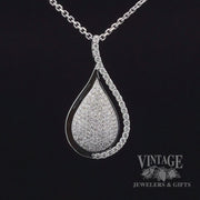 Teardrop shaped natural diamond pave 14KW gold pendant video