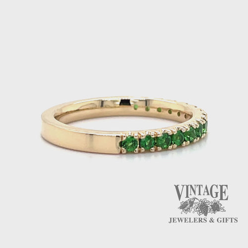 Tsavorite garnet 14ky gold ring stacker video