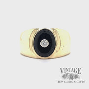 Onyx and diamond accent yellow gold signet ring video