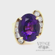 Bypass Amethyst and Diamond 18k Gold Ring Video