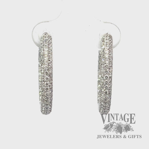 Diamond pave inside out 18kw gold tube hoop earrings video
