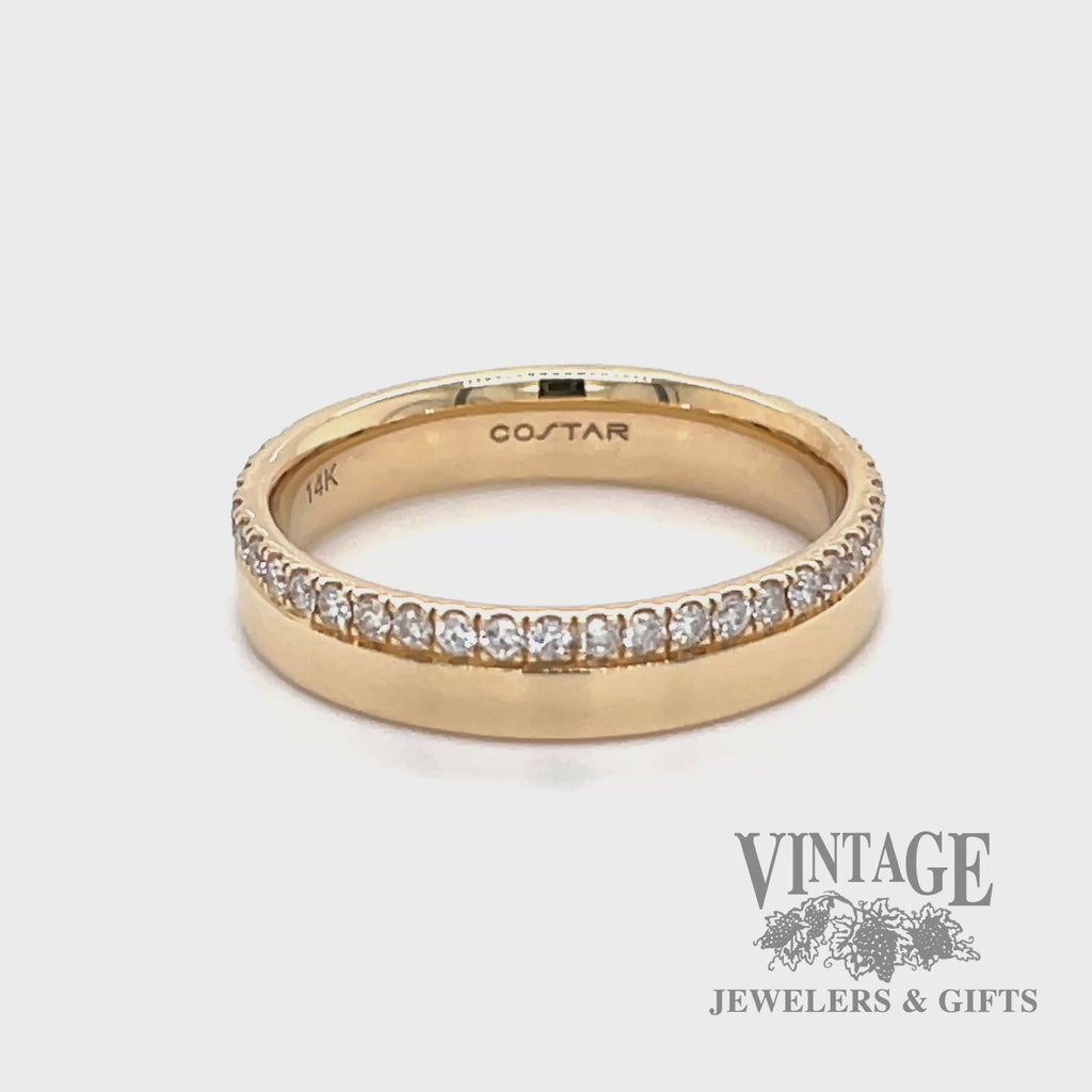 14k yellow gold ring band with diamond accent top border video