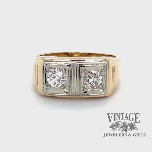 Vintage two diamond illusion 14ky ring video