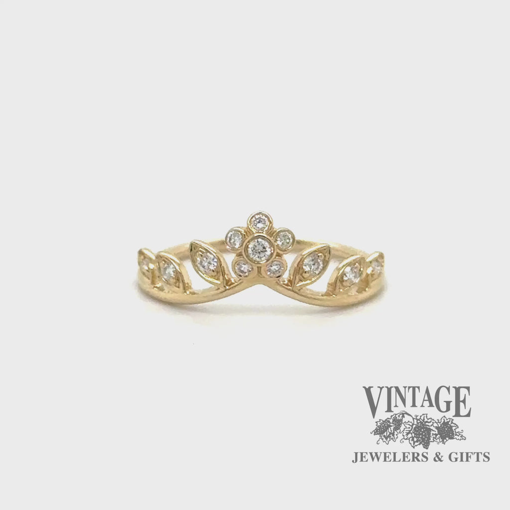 Flower and leaf with diamonds 14ky gold ring video