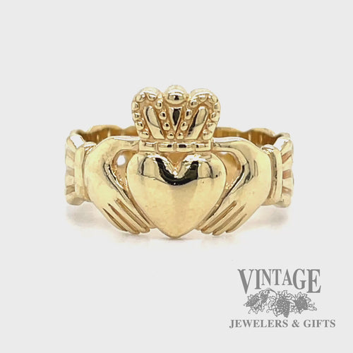 Claddagh 10k gold braided shank ring video