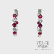 Inside Out Ruby and Diamond 14k White Gold Hoop Earrings Video
