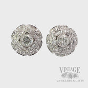 Diamond Button 17k White Gold Earrings Video