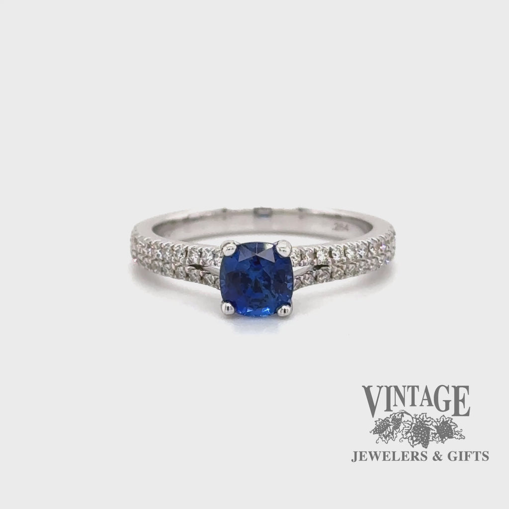 Blue sapphire and diamond 14kw gold ring video